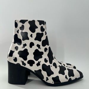 Asos Design Men’s Cow Animal Printed Block Heel Ankle Boots
